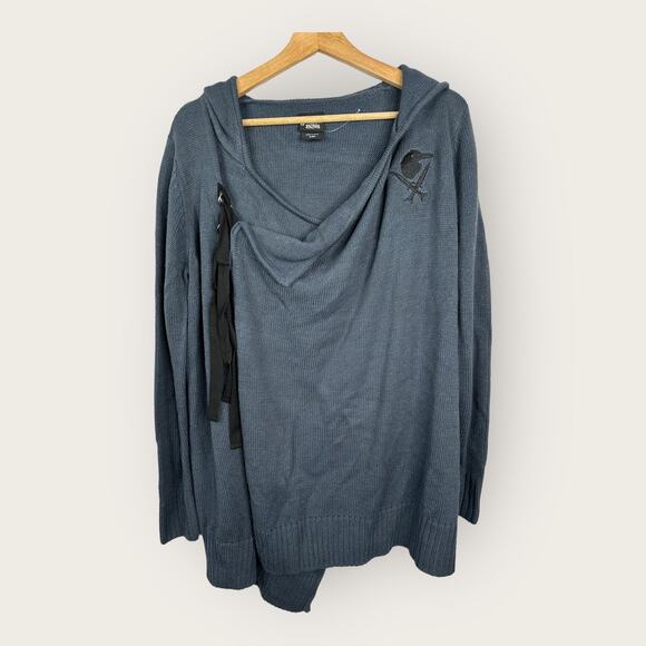 Hot Topic Shadow and Bone Inej Womens M Hooded Cardigan Crows Logo 19886327 Blue - Picture 2 of 11